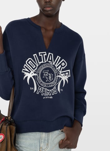 Sweat col rond droit brodé ZADIG&VOLTAIRE Bleu